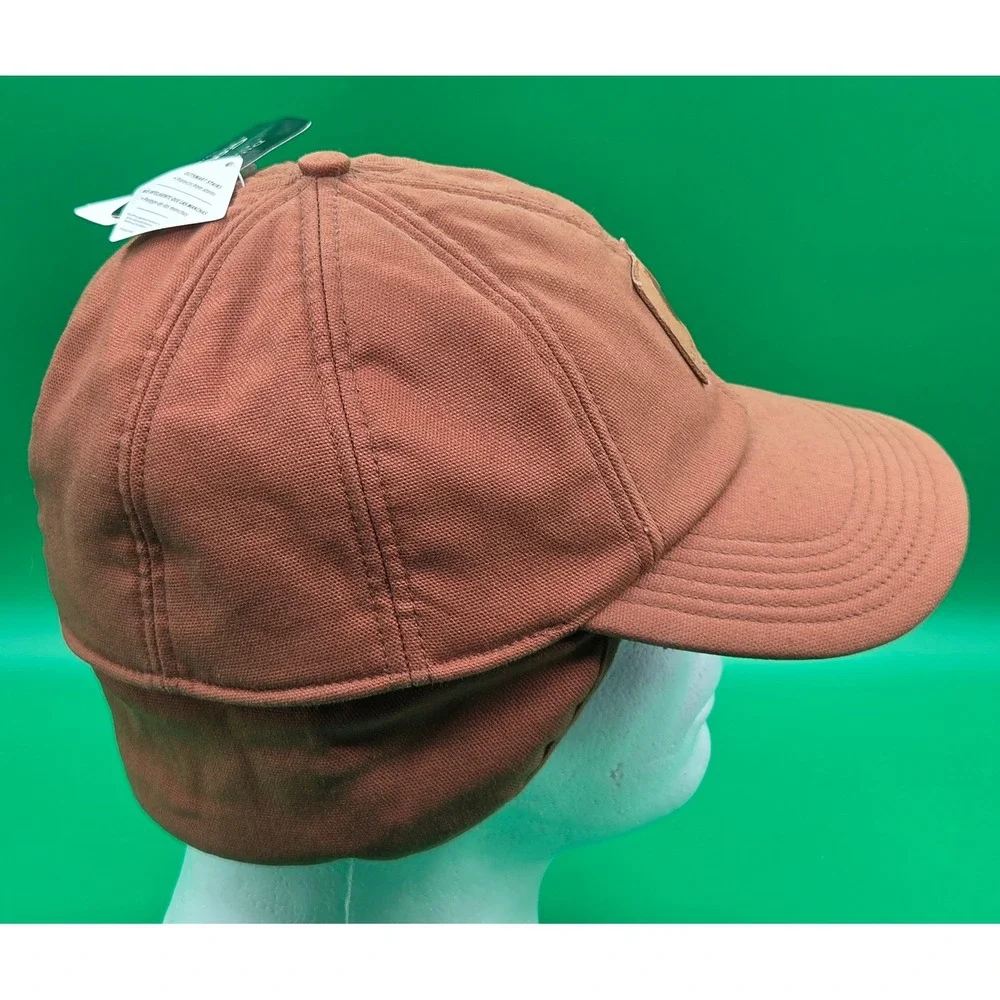 Carhartt A199 BRN Canvas Ear Flap Cap Brown Duck Workwear Hat M/L NWT NOS *Flaw*